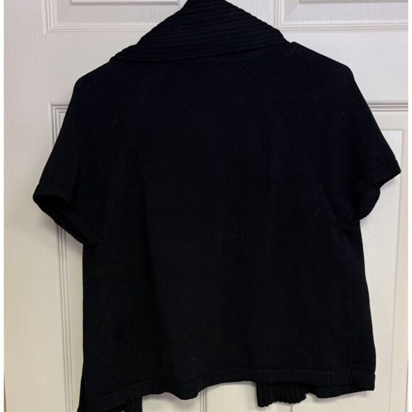 Talbots Open Front Black Knit Cardigan Short Sleeve Sweater Size Medium - Picture 3 of 3